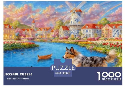 Puzzle Chien de Berger 1000 Pièces pour Adultes Et Enfants, Défi Ludique Et Familial, Casse-tête Buisson Fleuri Lacside, Home Decor, Cadeau Adulte 38x26cm/1000pcs