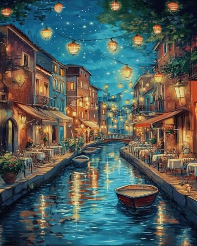 Puzzle 1000 Teile Erwachsene Landschaft, Klassisches Lernspiel Puzzles, Impossible Geschicklichkeitsspiel für die Ganze Familie, Farbenfrohes Legespiel - Venedig bei Nacht, Home Dekoration 70 X 50cm