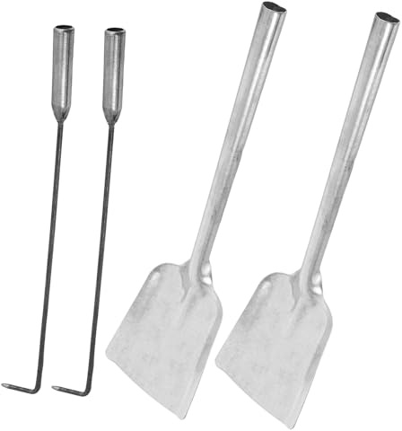 Mikikit Ensemble D'outils de Cheminée 4 Pièces en Fer Forgé, Pelle à Cendres et Tisonnier Grand Format, Pinces à Bûches Ergonomiques, Accessoires pour Foyer Intérieur et Extérieur,