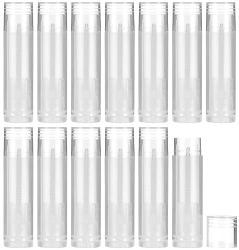 Tubo per Balsamo Labbra Vuoto in Plastica 50 Pezzi | Contenitore Cosmetico Leggero, Formato DIY per Riempimento e Conservazione