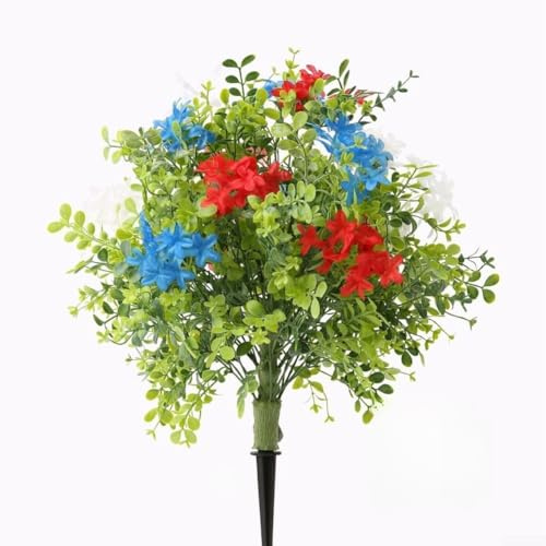 Plante patriotique en pot d'hortensia en plastique, rouge, blanc, bleu pour décoration de jardin, cour, fête, 58 x 40 cm