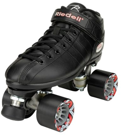 Riedell R3 Roller Skates for Men and Women - Ultra-Durable Indoor Quad Skate with Sonar Cayman Wheels, Nylon Plate, and Precision Fit, Roller Skates, Black - 9