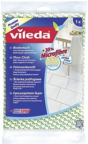 Vileda 116362 Floor Cloth with 30% Microfibre Odour Stop Technology – Strong Schrubber Hold – 5 Pack – for Even The Smallest Dirt Particles