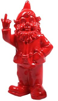 STOOBZ PP 005RO 15x12x32cm freche Gartenzwerg Figur für Haus und Garten - Rot