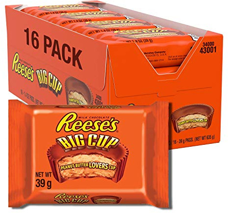 Reeses Big Cup Standard Bar - Großer Erdnussbutter-Cup-Riegel: 16 Stück (16 x 39 g)