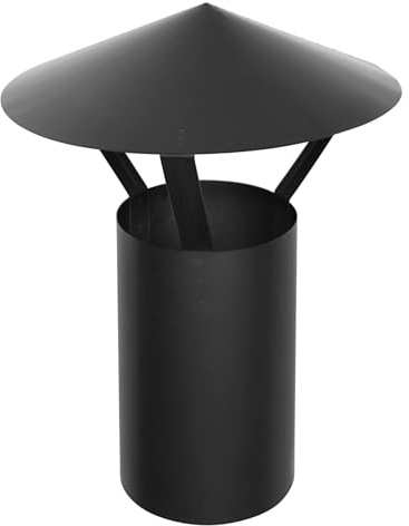 raik Rauchrohr Regenhaube für Ø150 mm Rauchrohre Schwarz einwandig 0,6 mm Stärke feueraluminiert wetterfest Gesamthöhe 435 mm