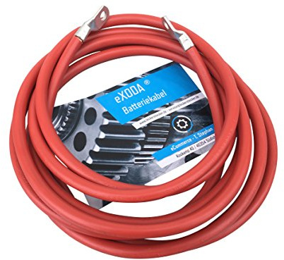 Exoda Batteriekabel 25 mm² 200cm M8 Rot für Auto Boot Motorrad PVC 70 Grad | Batteriekabel, 25 mm², Länge 200 cm, M8 Ösen, max. 1008 Watt, hohe Flexibilität, hitzebeständig bis 70 Grad