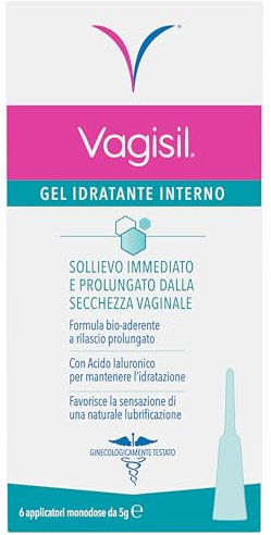 Vagisil Lubrificante Interno a Base D'Acqua, Idratante Con Acido Ialuronico, Sollievo Immediato E Prolungato Dalla Secchezza Vaginale, 6 Applicatori Monodose da 5g (30 ml)