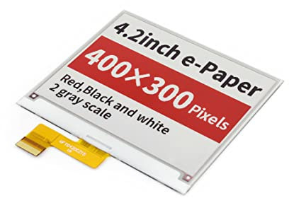 Waveshare 4.2 Inch E-Paper Raw Display Panel(B),400x300 Resolution Red Black White Three-Color E-Ink Electronic Paper Screen Without PCB for Raspberry Pi/Jetson Nano/Arduino/STM32 with SPI Interface