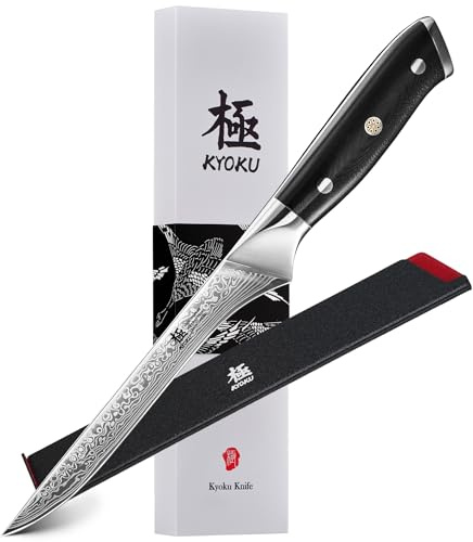 KYOKU Boning Knife - 7 - Shogun Series - Japanese Style VG10 Steel Core Forged Damascus Blade - with Sheath & Case