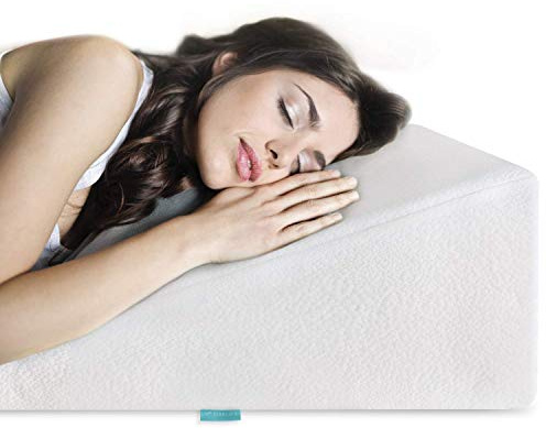 Vivalife Bed Wedge Pillow Gel Memory Foam Top - Cooling Elevated Support Cushion for Lower Back Pain, Acid Reflux, Heartburn, Allergies, Snoring - Ultra Soft Breathable Cover (10 Inch Wedge)