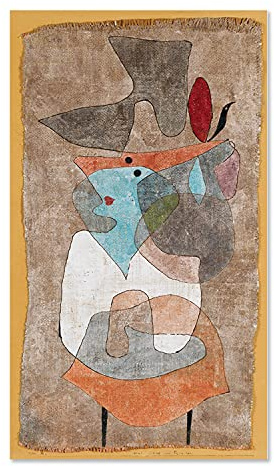 Giallobus - Cuadro - Paul Klee - Sombrero de Mujer y Mesa de Centro - Vidrio acrílico - 60x100 - Listo para Colgar - Cuadros Modernos para el hogar