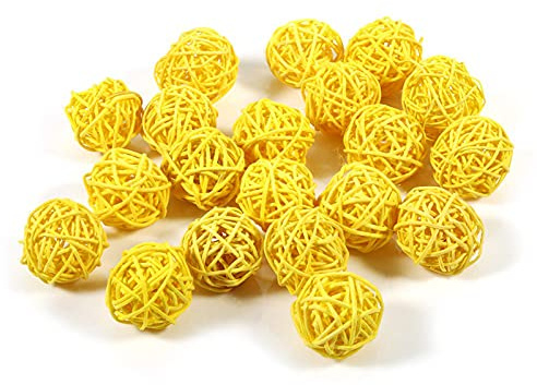 20 Palline decorative in rattan per matrimonio, Natale, compleanno, feste - Decorazioni casa, colori giallo, bianco, rosso, nero, arancione - Artigianato, addobbi, regali - Confezione da 20 pezzi