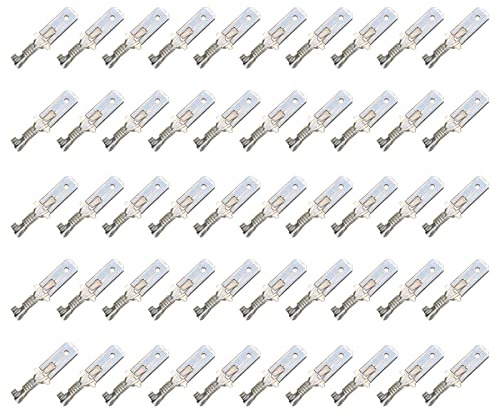 50 Flachstecker 6,3x0,8 Kabelschuh unisoliert 0,50² - 1,00² DIN 46343 Rastloch