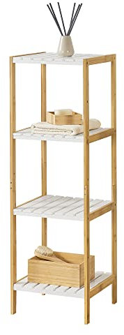 [en.casa] Badregal Balsfjord mit 4 Ablagen Bambus Regal Standregal Haushaltsregal 33x34x110cm Natur