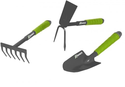 Lot 3 outils de jardinage, BMI, fleurs serfouette, rateau, transplantoir