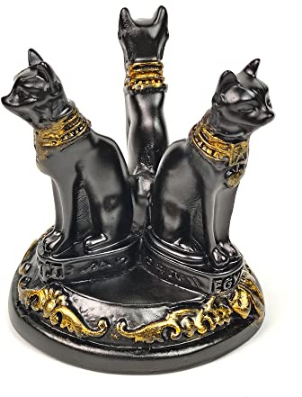 OmyLens Bast Bastet Cats Crystal Ball Stand Sphere Display, Natural Healing Feng Shui Glass Orb Holder Base Statue Decoration, for 40mm-80mm Ball