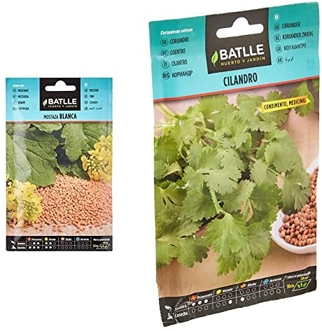 Semillas Batlle Mostaza Blanca - Sinapis alba + Batlle Semillas Aromáticas, Cilantro