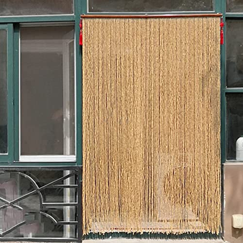 Bambusvorhang Türvorhang Holzperlenvorhang,Insektenschutz Türvorhang Fliegenschutz Dekovorhang Bambusvorhang Raumteiler Faden Vorhang Deko für Balkontür,mit Zubehör (100x200cm(100 Stränge))