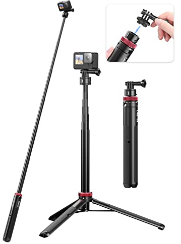 57in Extendable Selfie Tripod for Action Cameras - ULANZI Go Quick II Long Action Camera Stick Tripod Quick Release Adapter Vlog Handle Grip for GoPro Hero Series