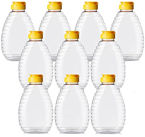 WideSmart 10 PCS Contenitori per Miele di Plastica, Barattolo di Miele di Plastica Bottiglie Vuote di Plastica Trasparente Condimento Dispenser Bottiglia Squeeze di Plastica Bottiglia di Miele