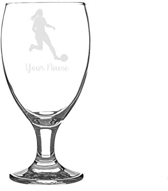 Personalised Female Football Player Engraved Craft Beer Snifter Glass, Footballer Gift for Men