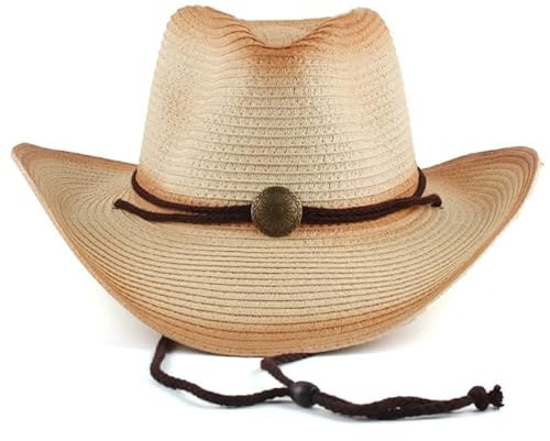 Strohhut, Western-Strohhut, Cowboyhut, Westernhut für Herren, Tavelhut, Strohhut, Außenseiterhut, Panamahut, Western-Strohhut, Cowboyhüte für Herren, Beige