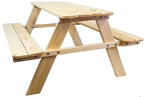 Kistenkolli Altes Land Sitzbank für Kinder 90x90x48cm Gartenbank Garnitur mit runden Ecken Platz für bis zu Vier Personen 100kg Gesamtbelastung (Natur)