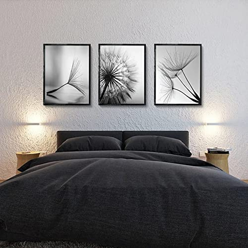 FSLEOVN 3 Stücke Modern Leinwand Bild Druck auf Leinwand Pusteblume Poster Schwarz Weiß Löwenzahn Blume Leinwand Aesthetic Poster Kein Rahmen (20x30cm)