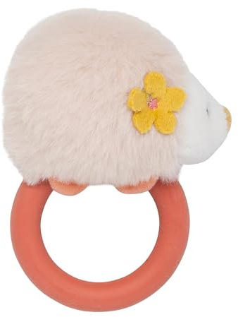 Nattou Kuscheltier-Rassel aus Baumwolle und Velours mit Silikonring, Igel Zoë, Ca. 15 cm, Mila, Zoë und Lana, Beige