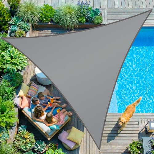 KESSER® Sonnensegel Sonnenschutz Windschutz | HDPE Gewebe | wasserabweisend & windabweisend | Dreieck 2.5x2.5x3.5m | 5-Fach quer vernäht robust & stabil Schattenspender Garten Balkon Terrasse Grau