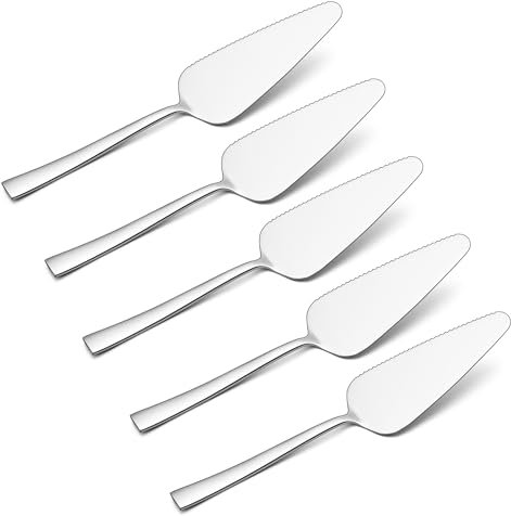 Joyfair Tortenheber Set, 5 Stück Edelstahl Kuchenheber Tortenschaufel Set, Kuchenschaufel mit Gezackten Kanten für Restaurants, Küche, Partys und Hochzeiten, Hochglanzpoliert & Spülmaschinenfest