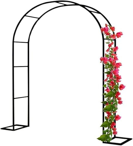 Rosenbogen, Rosenbogen aus Metall stabil, Rosenbogen Metall, Verzinkt zum Schutz vor Rost, Stabil mit Sockel, Dekoratives Spalier für Kletterpflanzen (schwarz 240 x 220 x 40 cm)