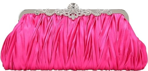 Fioeyr Women's Clutch Satin Clutch Bags for Women Pleated Satin Clutches Ladies Purse With Detachable Chain Elegant Handbags for Wedding Bridal Prom Cocktail Party Evening Bag