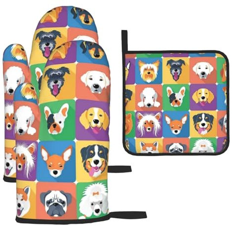 Ofenhandschuhe für Hunde, hitzebeständig und Topflappen, personalisierbar, bedruckt, sichere rutschfeste Ofenhandschuhe zum Kochen