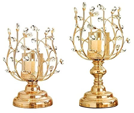 CCYENG Kandelaber Kerzenständer Kerzenhalter Kerzenständer Metall Kerzenständer Kreative Glas Kristall Blume Zweig Kerzenhalter Tisch Abendessen Dekoration Kerzenhalt