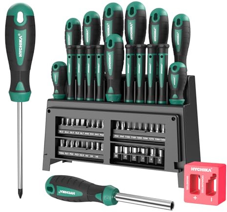 HYCHIKA 51 Pezzi Set Cacciaviti Professionali con Cacciaviti Precisione, Cacciaviti a Testa Piatta e Phillips, Resistente Strumento Kit Cacciavite Manuale per DIY, Occhiali, Casa