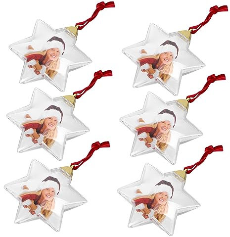 12 STK Fotokugel-Anhänger plastikkugel kunststoffkugel Weihnachtsdekoration -Schneekugel-Ornament Hochzeitsdekoration Fotorahmen selber Machen fotohandwerk verzierung Weiß Amosfun