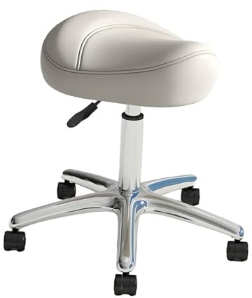 Folpus Tabouret de Selle pour Travail de Dessin, Chaise de Massage pour Salon de beauté des Ongles, Chaise de Travail à poulie pour cafés, Salon de, Blanc