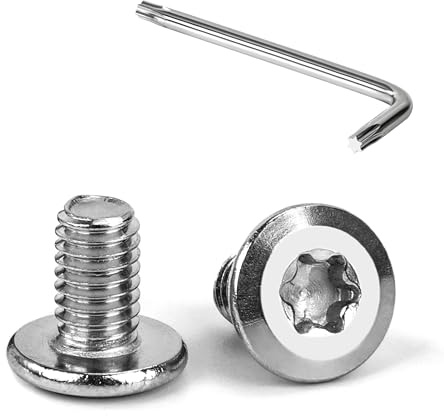 Tunejoy Vis à Tête Plate Torx M6 x 10 mm Vis à Six Pans Creux en Acier Inoxydable A2 V2A Boulons de Meubles Hexagonale avec Clé T30 Filetage Complet 20 Pièces