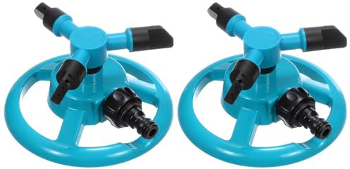 M METERXITY 2-Pack Lawn Sprinkler, 360 Degree Automatic Rotating Garden Water Sprinklers for Yard/Underground Irrigation System, Adjustable Watering Sprayer [Blue]