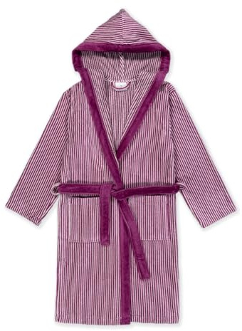 BOSKIMO KIDS - morgonrock för barn tonåringar bomull: barn, barn - 100 % bomull OEKO-TEX - 2 fickor, bälte, huva, supermjuka plyschbadrockar med broderi för barn, Parker rosa, 12 år