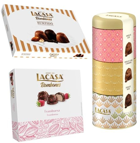 Pack Lacasa bombones surtido lata 180 G & bombones surtido 95 G & bombones frambuesa 200 g