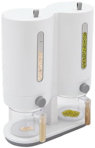Contenedor dispensador de cereales - 11L de almacenamiento de alimentos de gran capacidad para productos secos, dispensador de arroz y cereales transparentes | Organizador de cocina para cereales