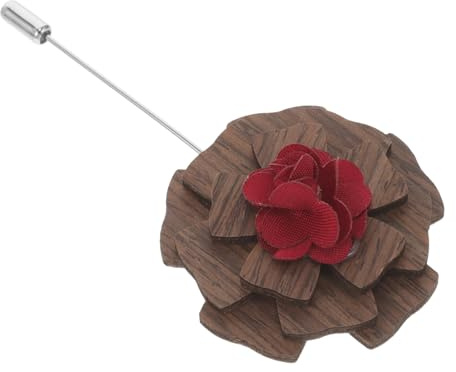 Holz Blumen Anstecknadel 4 Stück für Anzug und Bekleidung | Brosche für Herren und Damen, Passend zu Hochzeit und Formellen Anlässen, Stabil und Einfach zu Nutzen