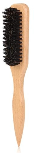 Boar Bristle Slick Back Hair Brush for Sleek Ponytail Bun Smoothing Baby Hairs Flyaways Edge Control Backcombing Teasing Hairbrush with Wide Rat Tail for Sectioning Parting