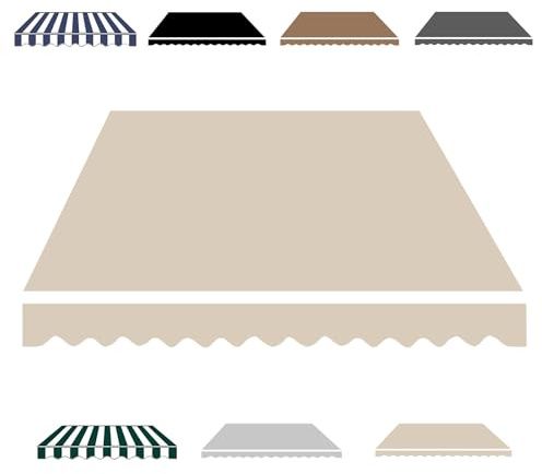 Telo per Tende da Sole Manuale 2.0m 3.0m 5m, Tessuto di Ricambio per Tende da Sole da Giardino Esterno, Tettoia di Ricambio Retrattile per Balcone, Nessuna Cornice(Beige,400x300cm)