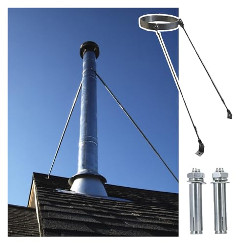 MZZKFC Roof Chimney Pipe Brace Holder 83-403mm, Roof Bracket Chimney Stove Pipe Support, with 2 Legs(33.3cm/13.1 in)