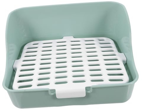 ANDRESLAD Hasentoilette Ecktoilette Kleintier Urin spritzschutz Stabile Kunststoffbox für Meerschweinchen Zwergkaninchen Chinchilla Frettchen Mintgrün Groß