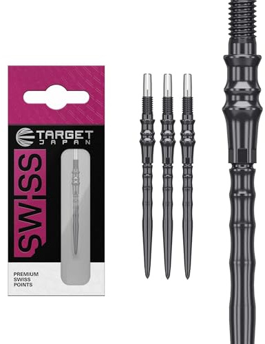 Target Japan Premium Swiss Points, 3 Pack Set of Tips- 30MM/35MM/40MM- Schwarz/Silica/Blau/Silber | Dartspitzen, Ersatzspitzen, professionelles Dartzubehör